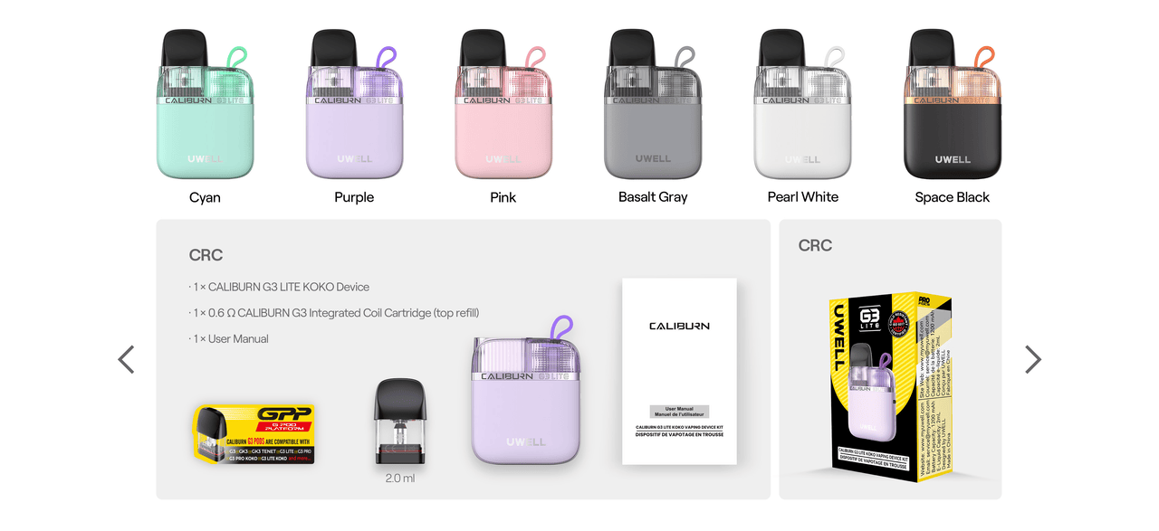 Uwell Caliburn G3 Lite KOKO Open Pod Kit 2mL [CRC Version]