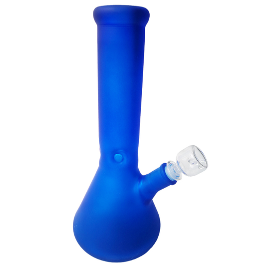 12” Frosted Glass Blue Bong