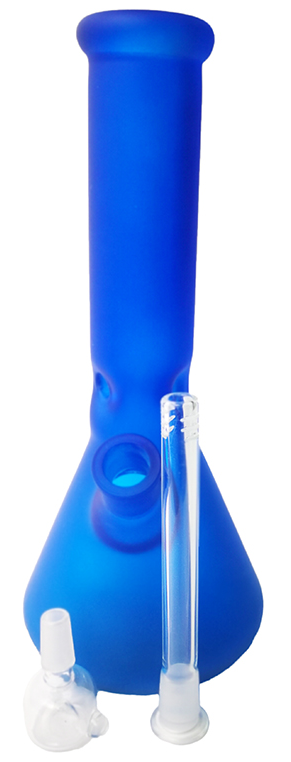 12” Frosted Glass Blue Bong